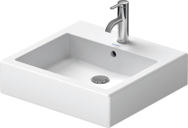 Duravit Vero Waschtisch rechteckig 50x47cm, 1 Hahnloch, mit Überlauf, WonderGliss, weiß 04545000001