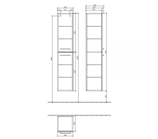 Villeroy&Boch Avento Hochschrank mit 2 Türen, Türanschlag links, Technische Beschreibung