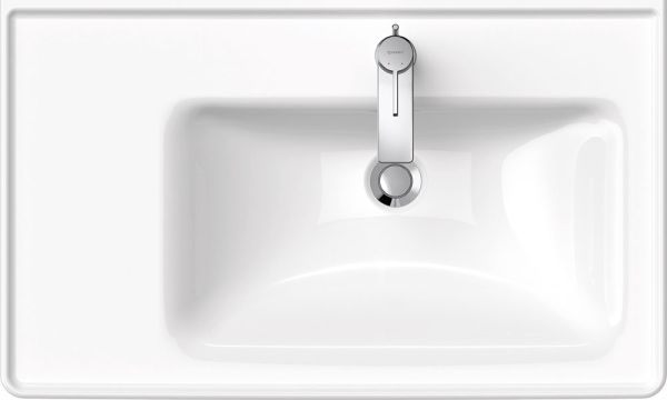 Duravit D-Neo Waschtisch rechteckig 80x48cm, mit Hahnloch und Überlauf, Becken rechts, weiß