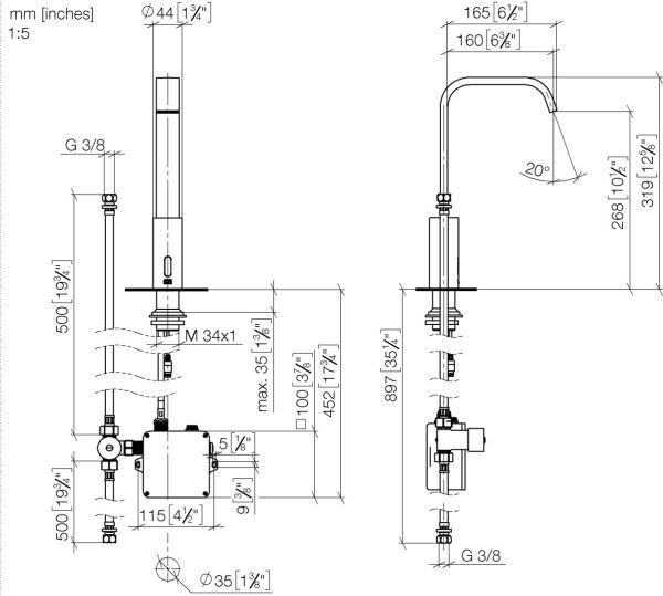 Dornbracht IMO Infrarot-Waschtischarmatur mit Untertischbox, chrom