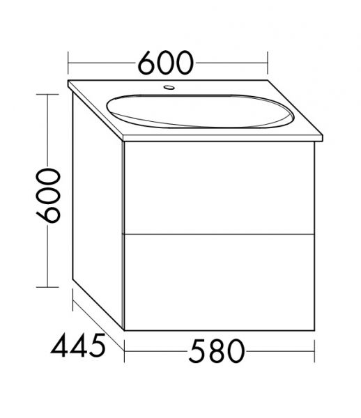 Burgbad Essence Waschtischunterschrank 58cm passend zu Grohe Essence 3956800H, 2 Auszüge