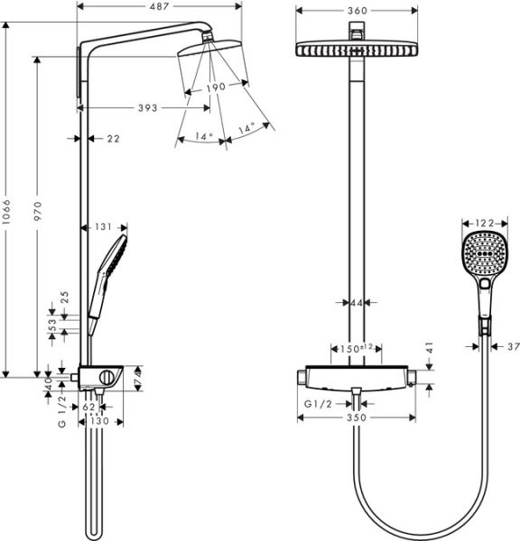 Hansgrohe Raindance Select E 360 1jet Showerpipe