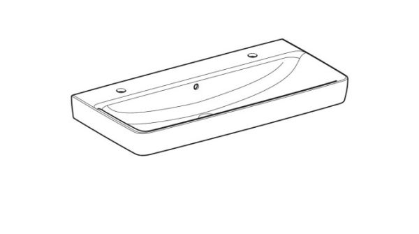 Geberit Renova Plan Waschtisch mit 2x1 Hahnloch, mit Überlauf, 100x48cm, weiß 501883001_2