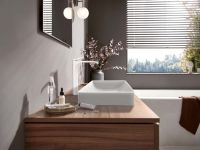 Vorschau: Hansgrohe Vivenis Einhebel-Waschtischarmatur 250 für Waschschüsseln mit Zugstangen-Ablaufgarnitur, weiß matt 75040700 mit Waschtisch