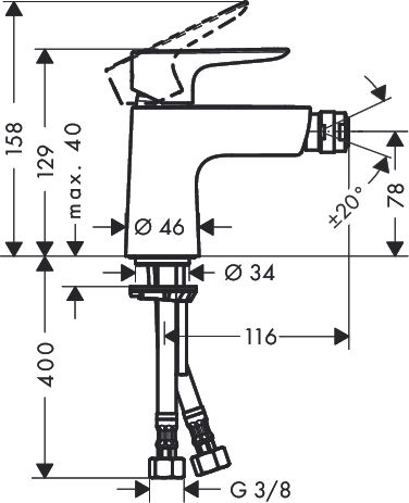 Hansgrohe Talis E Einhebel-Bidetmischer mit Push-Open Ablaufgarnitur, chrom