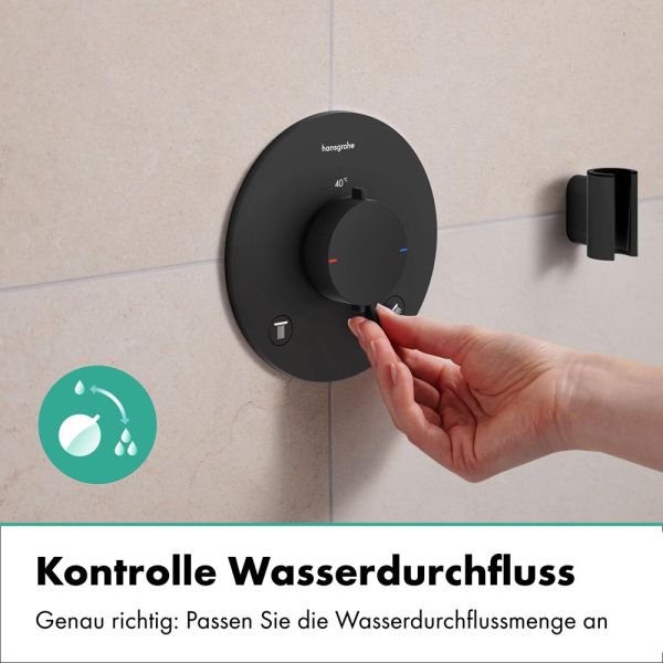 hansgrohe Ecostat Comfort S Thermostat, 2 Funktionen mit Sicherungskombination, schwarz matt