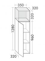Vorschau: Burgbad Yumo Halbhoher Schrank mit 1 Tür und Glasfach