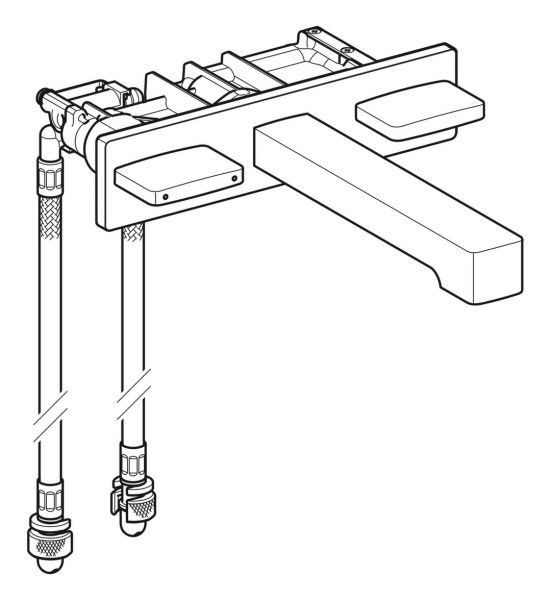 Geberit ONE Waschtischarmatur eckiges Design, Wandmont., Zweigriffmischer, f. UP-Funktionsbox, chrom