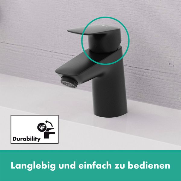 Hansgrohe Logis Waschtischarmatur 70 ohne Ablaufgarnitur, schwarz matt