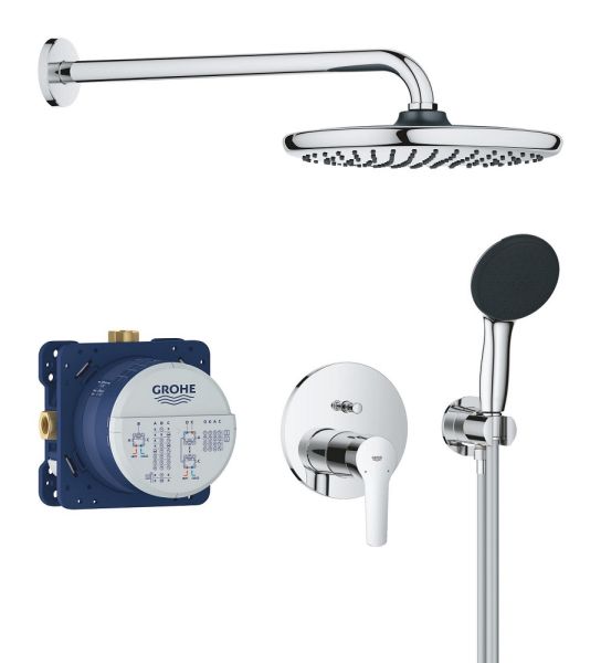 Grohe Start Duschsystem rund mit Thermostat, Vitalio Start Kopfbrause, chrom 25292000