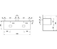Vorschau: Laufen IL BAGNO ALESSI One Schubladenelement 1600, 2 Ausschnitte, 2 Hahnlöcher, zu WT H818975/6/7/8