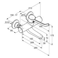 Vorschau: Kludi Provita Wand-Einhandmischer ohne Hebel, Ausladung 192mm, chrom