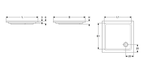 Geberit Renova quadratische Duschwanne 80x80cm, weiß glänzend_3