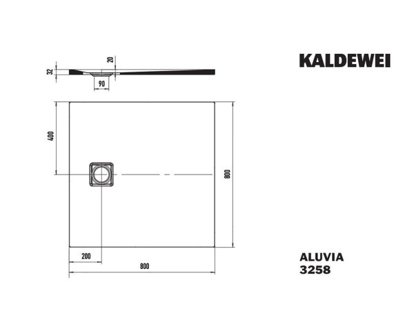 Kaldewei Aluvia SolidLite Duschwanne quadratisch 80x80cm mit Invisible Grip, Mod.3258 325811111