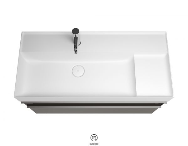 Burgbad Yumo Mineralguss-Waschtisch 101,5cm mit Waschtischunterschrank