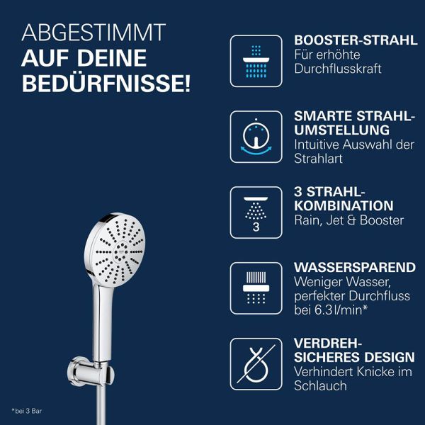Grohe Vitalio Joy+ 120 Wandhalterset 3 Strahlarten, chrom 