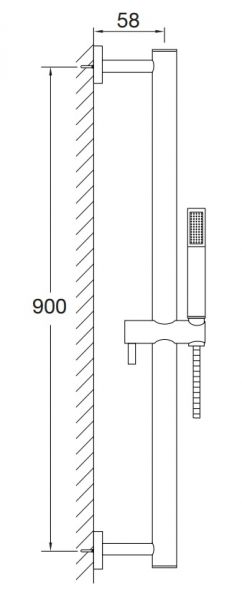 Steinberg Brausegarnitur mit Brausestange 900mm, Brauseschlauch 1,80m, mit Stabhandbrause