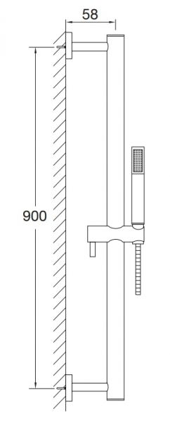 Steinberg Brausegarnitur mit Brausestange 90cm, Brauseschlauch 1,80m, mit Stabhandbrause