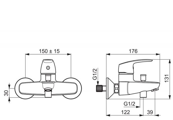 Hansa Hansapinto Einhand-Wannen-Batterie, chrom