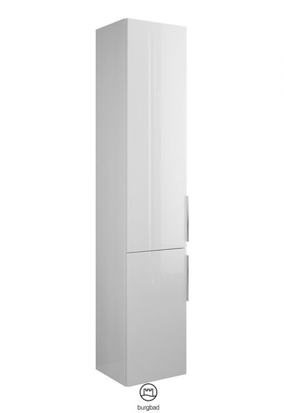 Burgbad Eqio Hochschrank mit 2 Türen und 1 Innenschublade weiß hochglanz, griff chrom, links HSBA035LF2009G0146 