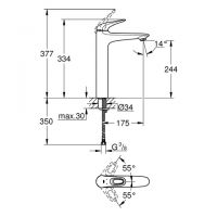 Vorschau: Grohe Eurostyle Einhand-Waschtischbatterie XL-Size, offener Hebelgriff, moon white