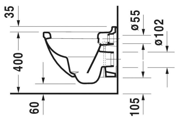 Duravit Starck 3 Wand-WC 48,5x37,5cm, oval, Durafix, weiß