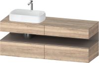 Duravit Qatego Unterschrank für Aufsatzbecken 160x55cm in eiche marmoriert, mit offenem Fach in basalt matt, Ausschnitt links QA4777