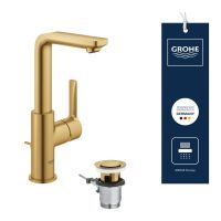 Vorschau: Grohe Lineare Badarmatur L-Size mit Zugstangen-Ablaufgarnitur, cool sunrise gebürstet
