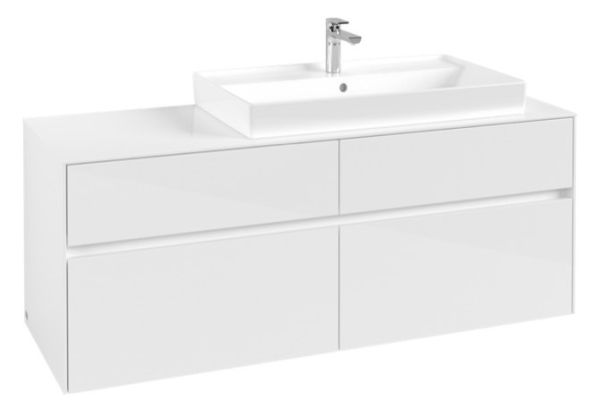 Villeroy&Boch Collaro Waschtischunterschrank passend zu Aufsatzwaschtisch 4A338G, 4 Auszüge, 140cm, weiß, C09000DH
