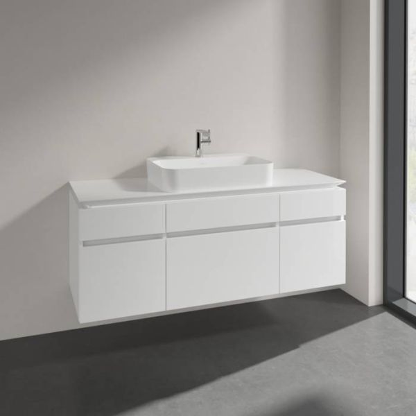 Villeroy&Boch Legato Waschtischunterschrank 140x50cm für Aufsatzwaschtisch, 5 Auszüge glossy white B7600Dh