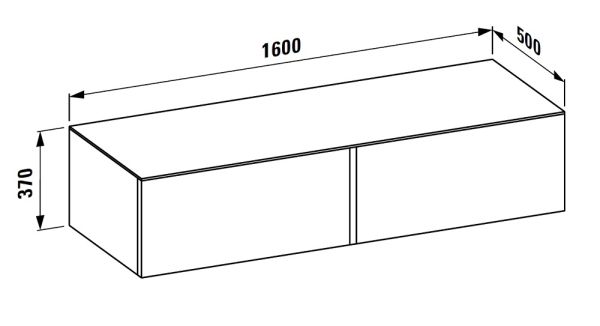 Laufen IL BAGNO ALESSI ONE Schubladenelement 1600, ohne Ausschnitt, 2 Schubladen, techn. Zeichnung