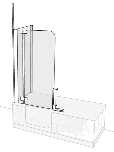 Artweger Artlift Duschtüraufsatz mit Seitenwand für Badewanne mit Badewannentür 75cm links