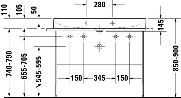Duravit DuraSquare Waschtisch 100x47cm, ohne Überlauf, mit nicht verschließbarem Ablaufventil, weiß 2353100043