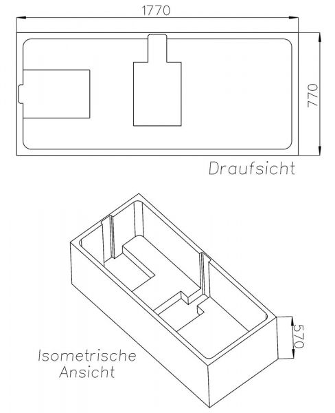 poresta systems Compact Wannenträger für Villeroy&Boch Squaro Edge 12 Rechteck-Badewanne 180x80cm