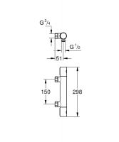 Vorschau: Grohe Grotherm 800 Cosmopolitan Thermostat-Brausebatterie ohne S- Anschlüsse, chrom