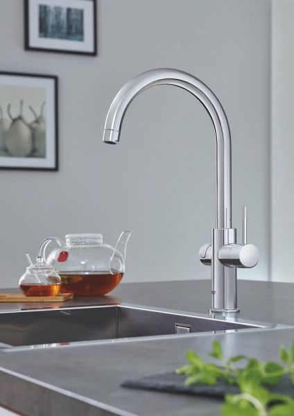 Grohe Red Duo Küchenarmatur C-Auslauf mit Boiler M, chrom