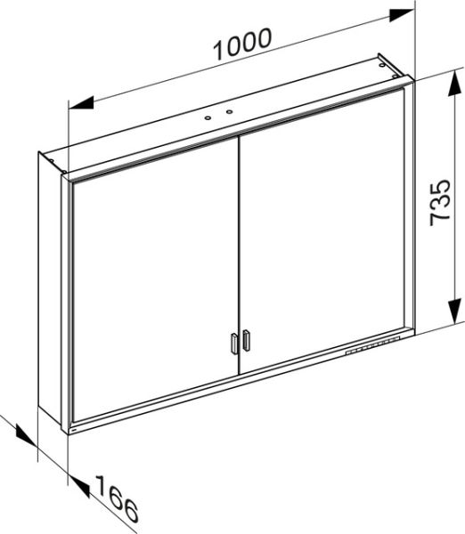 Keuco Royal Lumos Spiegelschrank für Wandvorbau, 2 lange Türen, DALI-steuerbar 100x73,5cm 14304172303