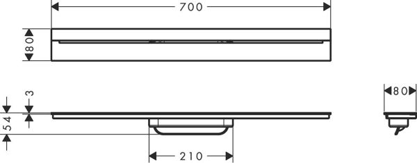 Axor Drain Fertigset Duschrinne 70cm zur Wandmontage, brushed nickel