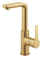 Vorschau: Grohe Lineare Badarmatur L-Size mit Zugstangen-Ablaufgarnitur, cool sunrise gebürstet