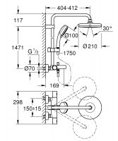 Vorschau: Grohe Tempesta Cosmopolitan System 210 Duschsystem mit Thermostat-Wannenbatterie, chrom