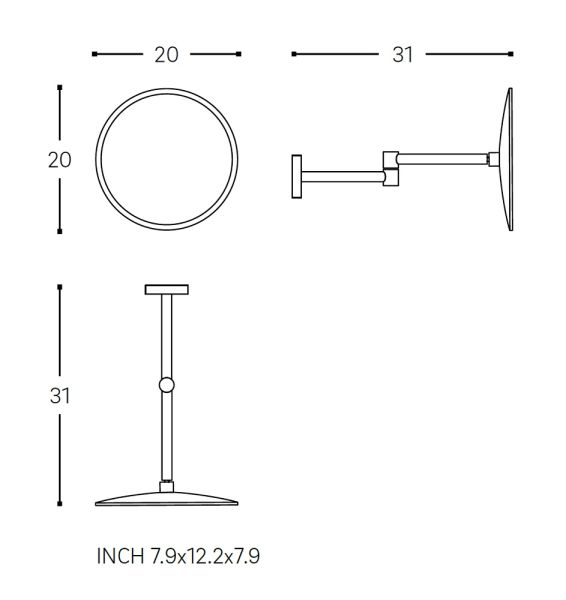 Cosmic Architect S+/Essentials Wand-Kosmetikspiegel Ø 20cm, 5-fache Vergrößerung, edelstahl matt