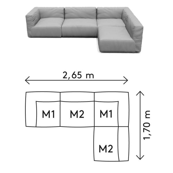 GROW Sofa Set A 2,65x1,70m, cloud