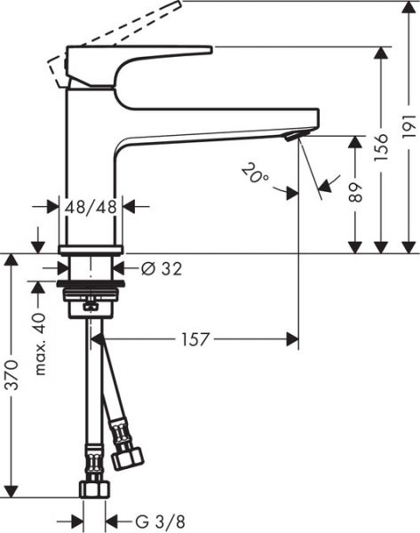 Hansgrohe Metropol Einhebel-Waschtischmischer 100 mit Hebelgriff und Push-Open Ablaufgarnitur, chrom