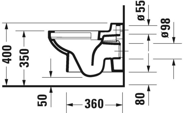 Duravit No.1 Wand-WC 48x32.5cm, oval, rimless, weiß