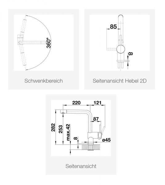 Blanco Linus Küchenarmatur, Niederdruck, schwarz matt