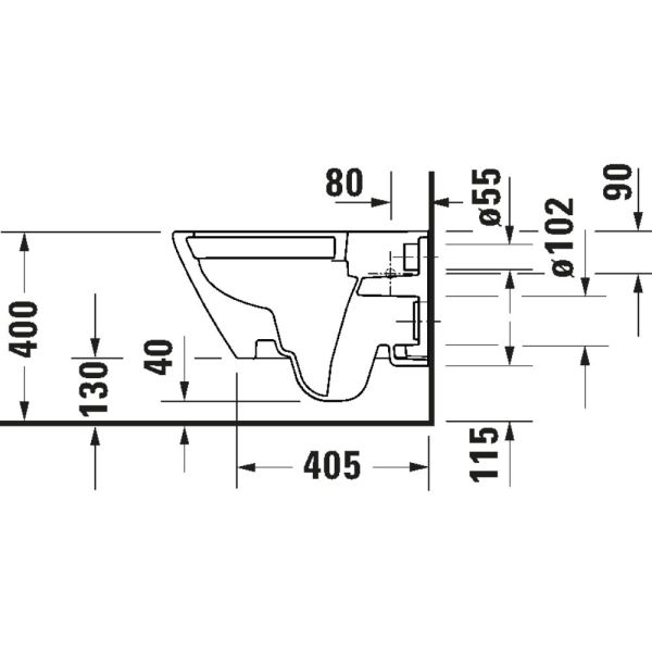 Duravit D-Code Wand-WC rimless Set mit SoftClose WC-Sitz, vormontierte Scharniere 54x37cm, weiß