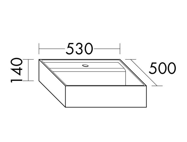 Burgbad Sys30 Keramik-Aufsatzwaschtisch mit Ab- und Überlaufsystem, 53x50cm, weiß