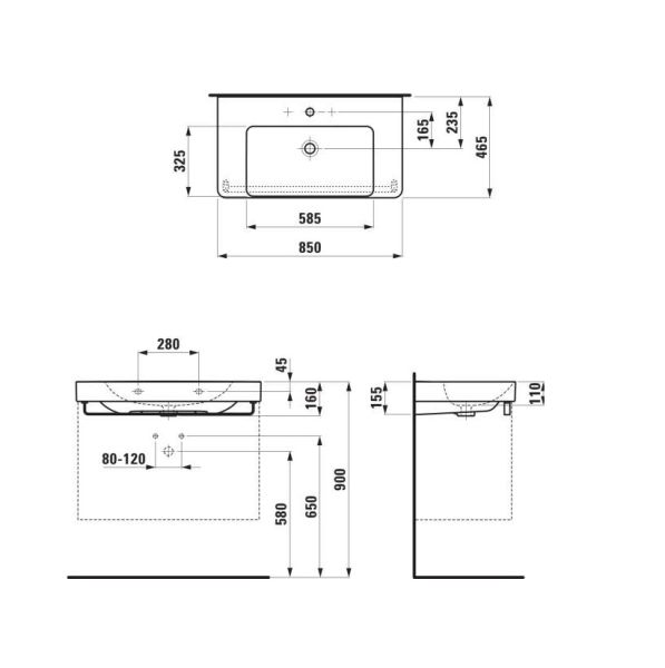 Laufen Pro X Aufsatzwaschtisch 85x46,5cm