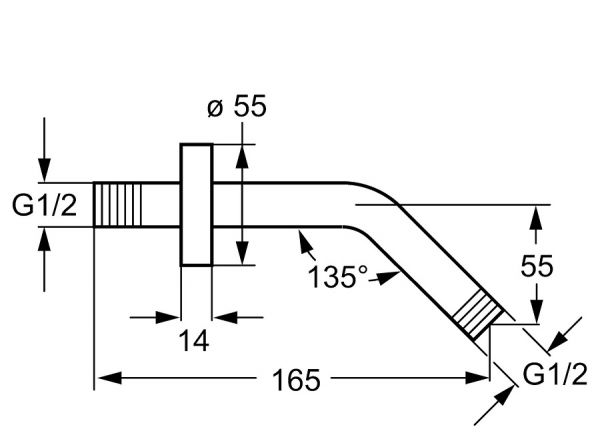 Hansa Hansajet Brausearm für Hansa-Kopfbrausen, 165mm, chrom