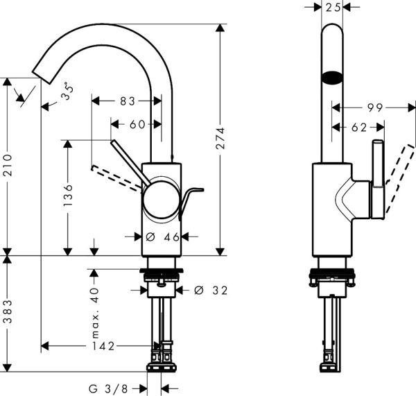 hansgrohe Zesis S Waschtischarmatur 210, Schwenkauslauf, Zugstangen-Ablaufgarnitur, chrom